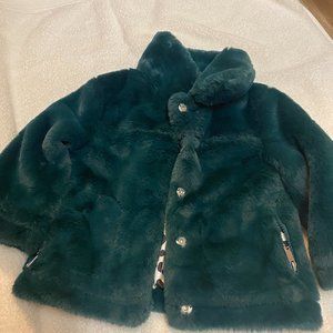 Emerald Green Faux Fur Toddler Coat
